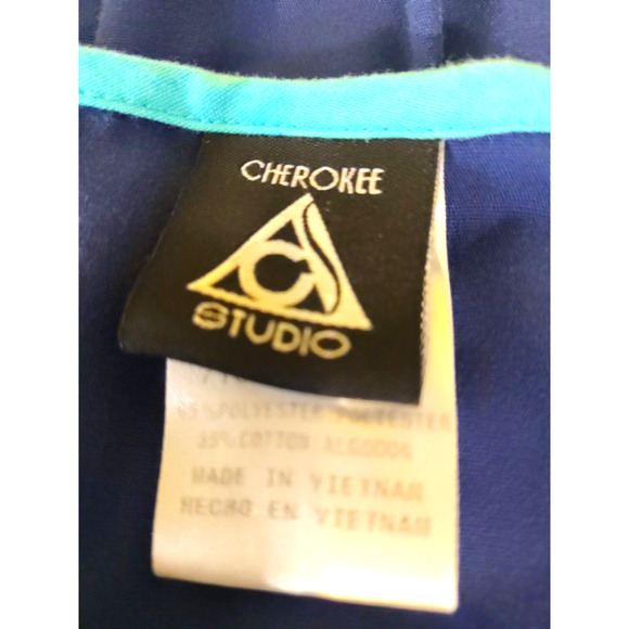 Cherokee Women's Navy Blue Top with Stripes - Picture 4 of 7